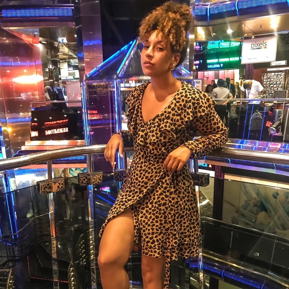 Leopard Print Wrap Front Dress